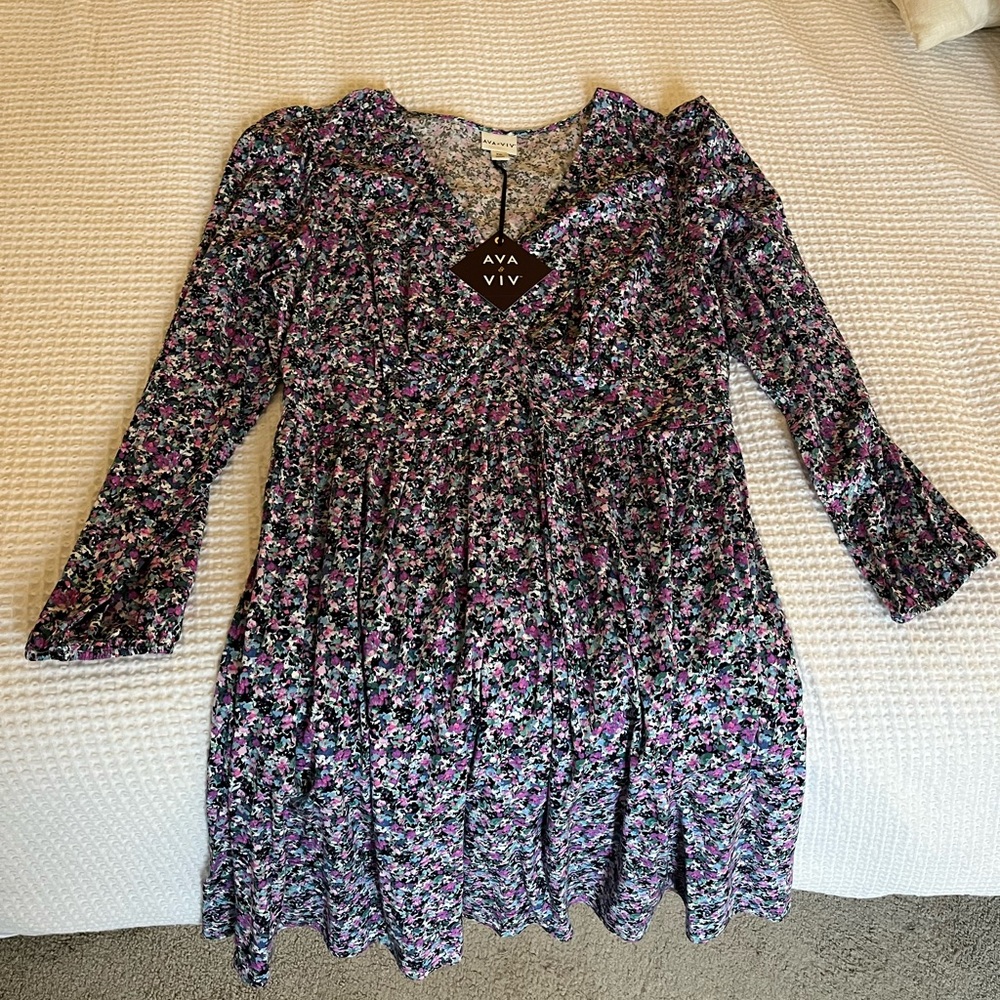 Ava & Viv floral long sleeve dress, XXL